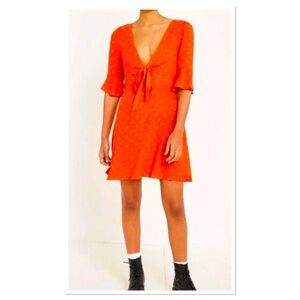 Free People All Yours Polka Dot Mini Dress
Orange & Yellow Flutter Sleeves Sz 6